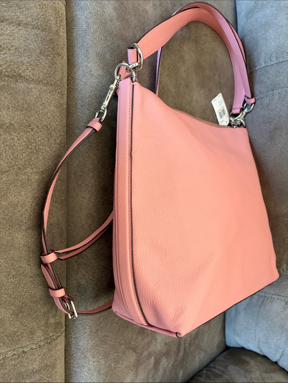 Coach Pink Pebble Leather Shoulder Bag with Adjustable Strap - Picture 5 of 6
